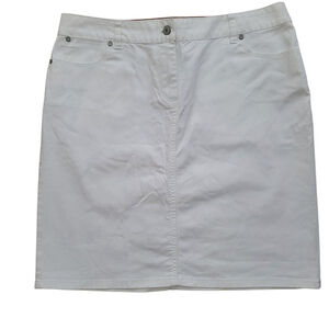Talbots Petite Women's Pencil Denim White Skirt Size 14P Excellent Condition